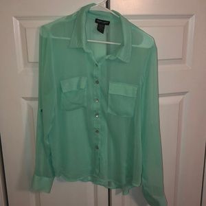 About A Girl Light Green Blouse